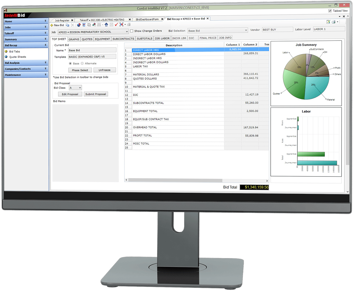 IntelliBid Electrical Estimating Software - Plus Desktop Example